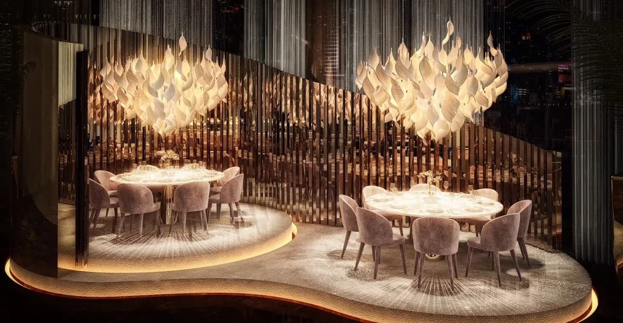 Dining room inside the Burj Khalifa, designed and built by Rectangle Interiors