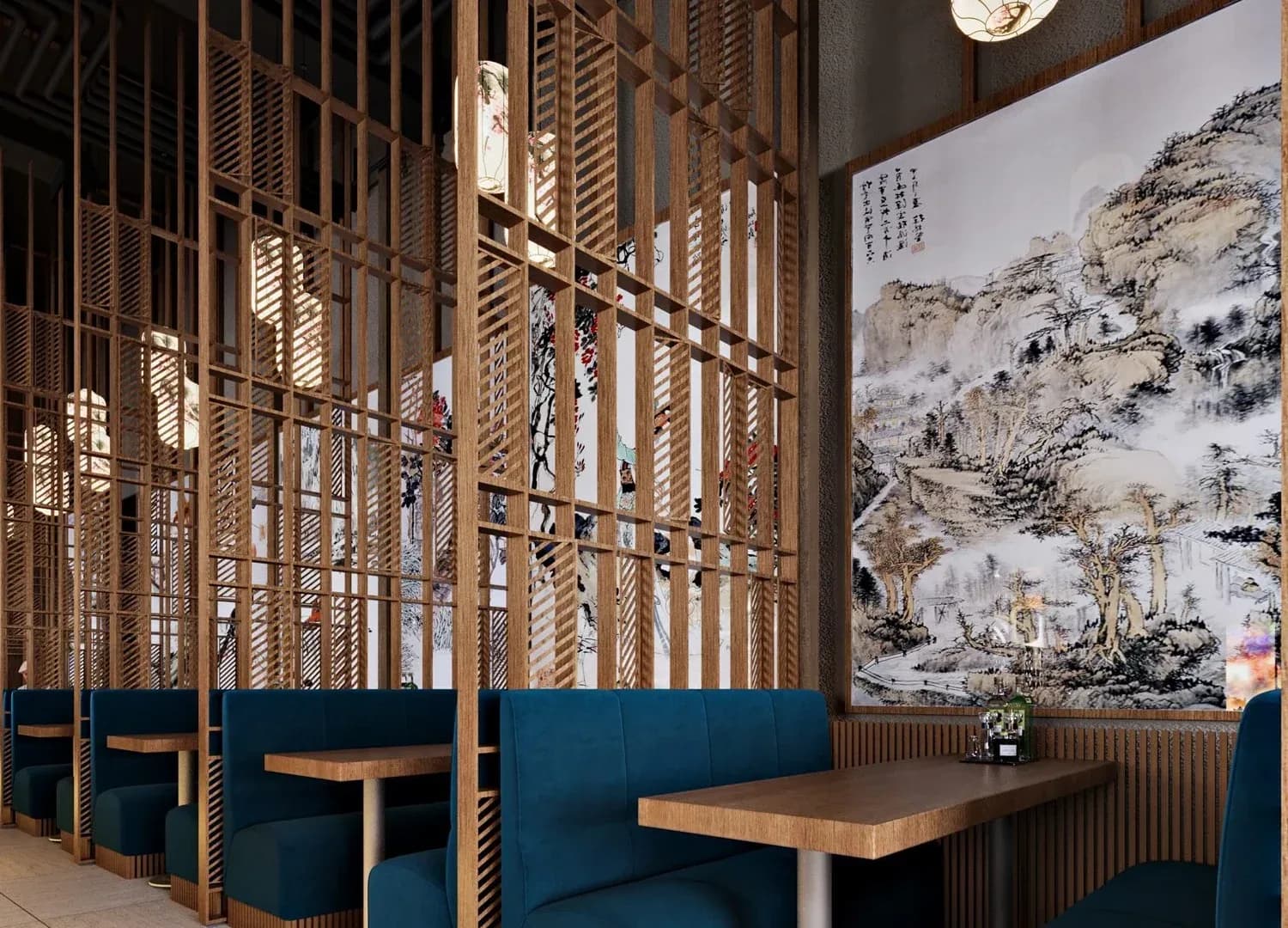 Jin Yi — Restaurant interior design by Rectangle Interiors, China Town, Dubai Mall