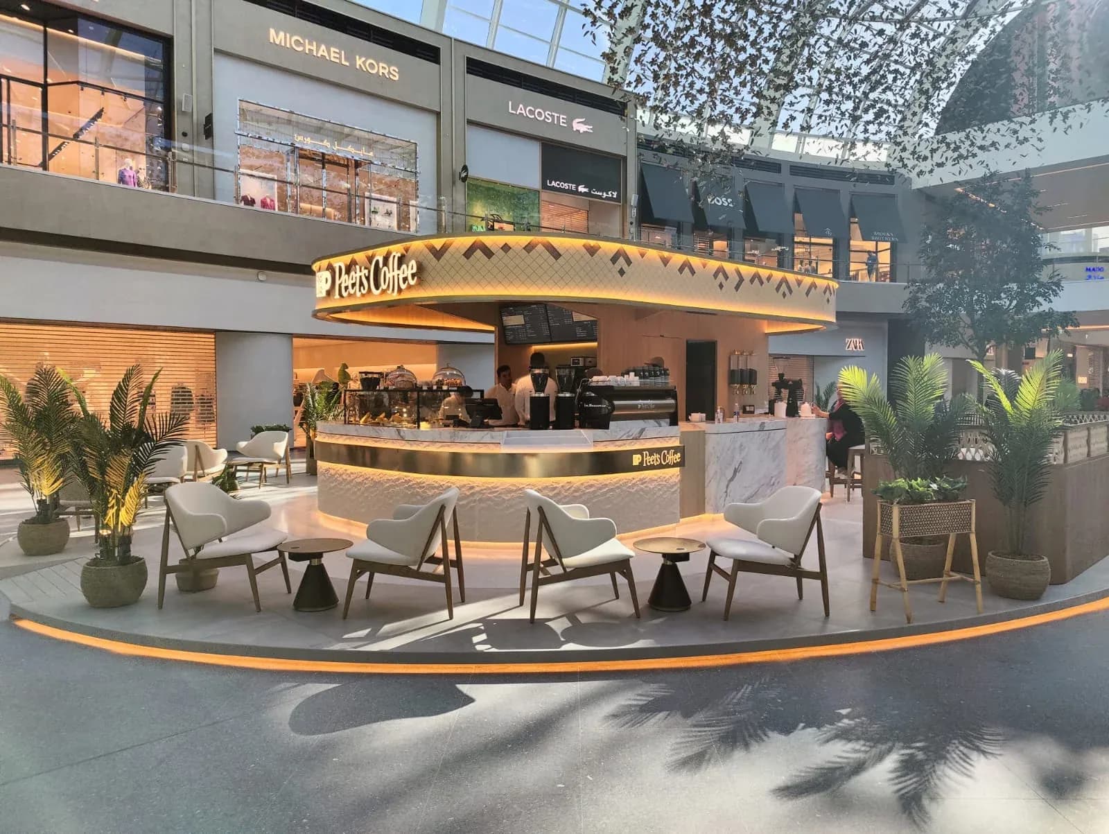 Peets Coffee — Restaurant interior design by Rectangle Interiors, Dubai Hills Mall, Dubai